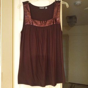 *3/$20  Apt 9 Dark Brown and Sequin Sleeveless Top - Petite M.